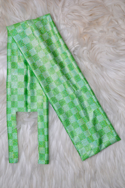 Lime Green Checkered Tail Bag Holographic