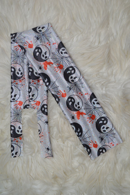 Ying Yang Ghosts on White Holographic Tail Bag