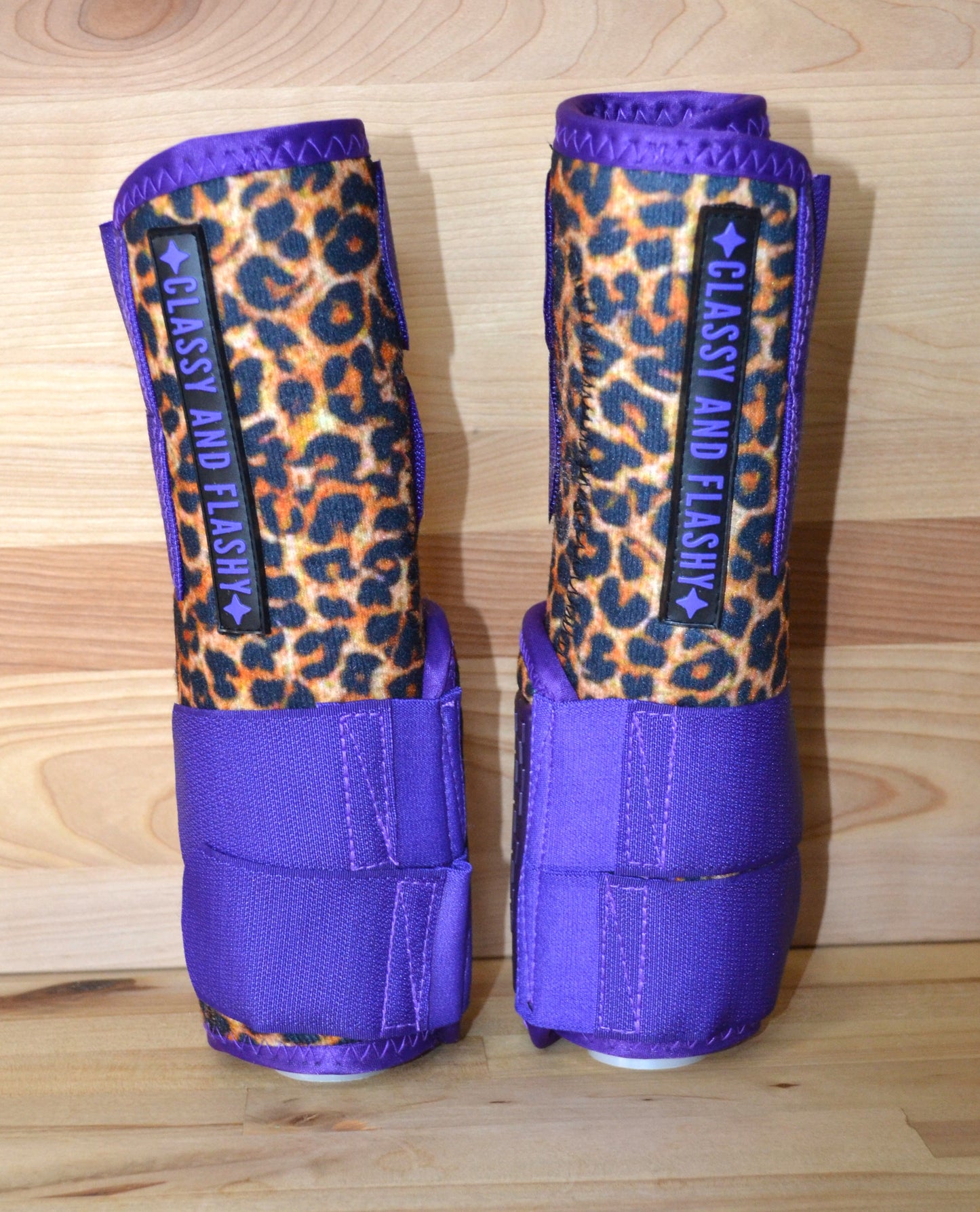 Cheetah with Purple Splint Boots