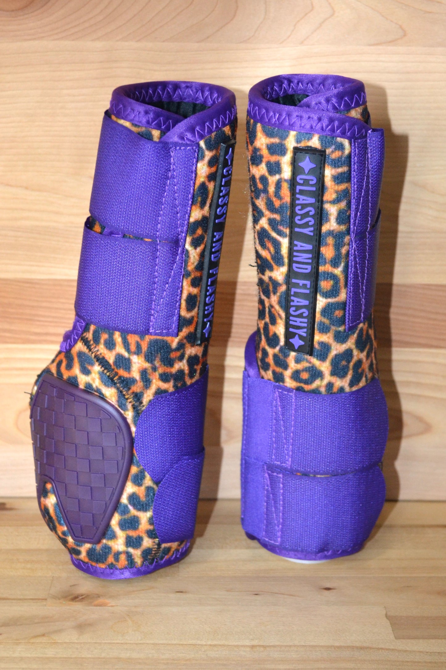 Cheetah with Purple Splint Boots