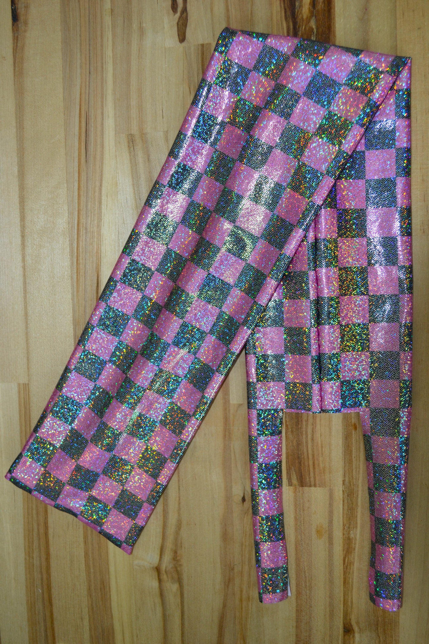 Pink Checkered Tail Bag Holographic