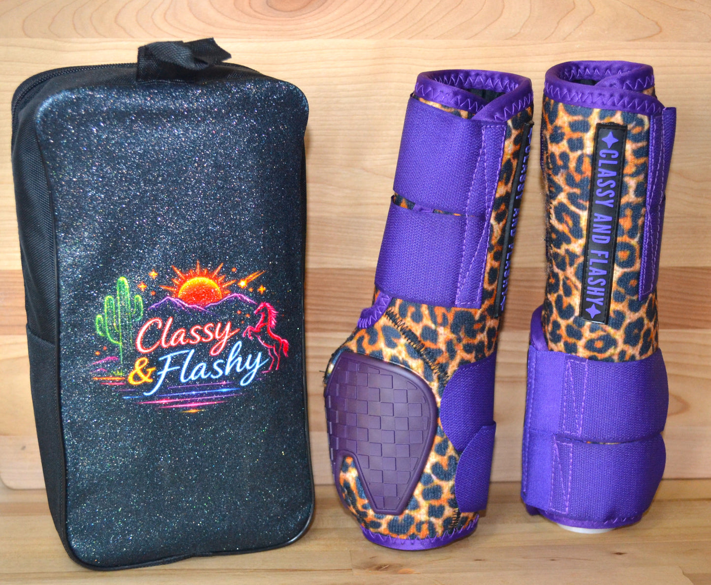 Cheetah with Purple Splint Boots