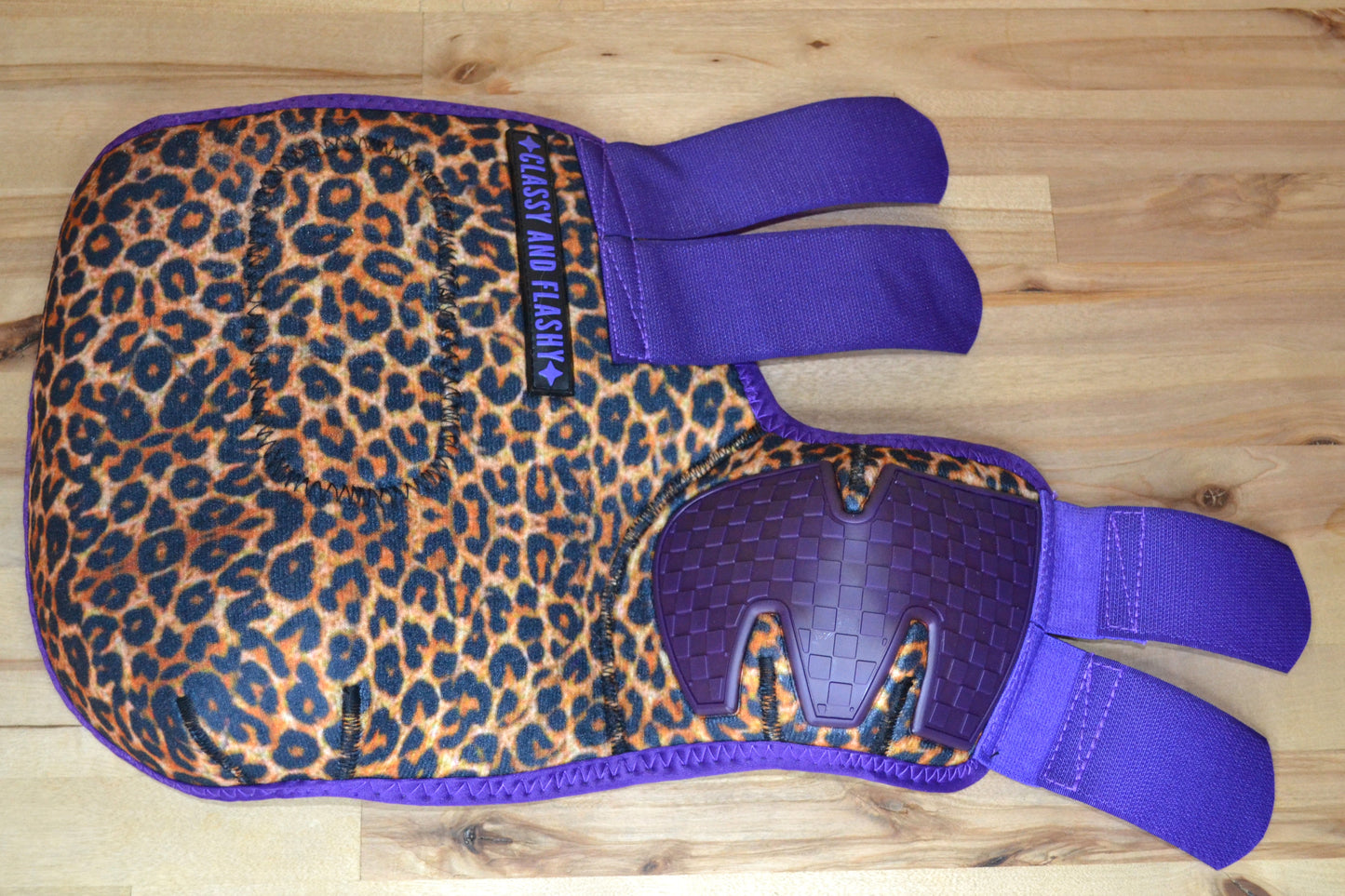 Cheetah with Purple Splint Boots