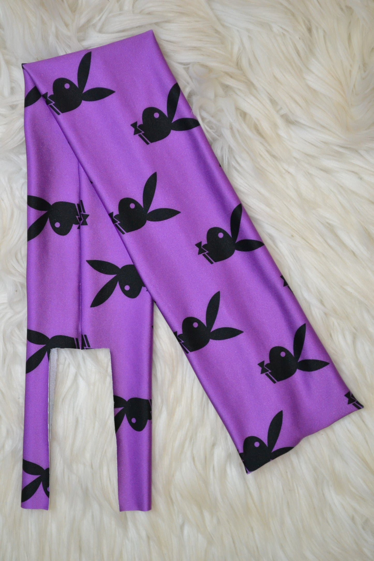 Purple Bunny Tail Bag Sideways