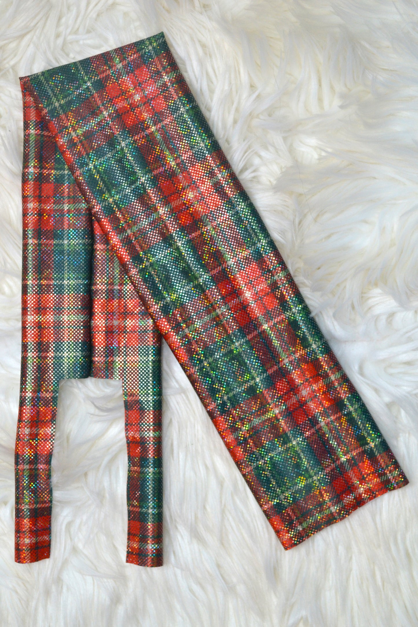 Red Green Plaid Tail Bag Holographic