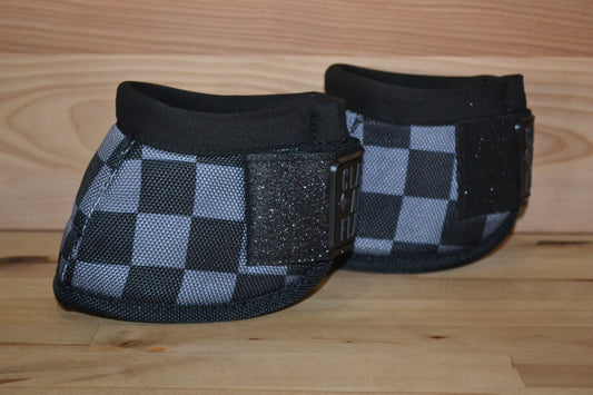 Black and Dark Gray Checker with Black Sparkle Straps Bell Boots