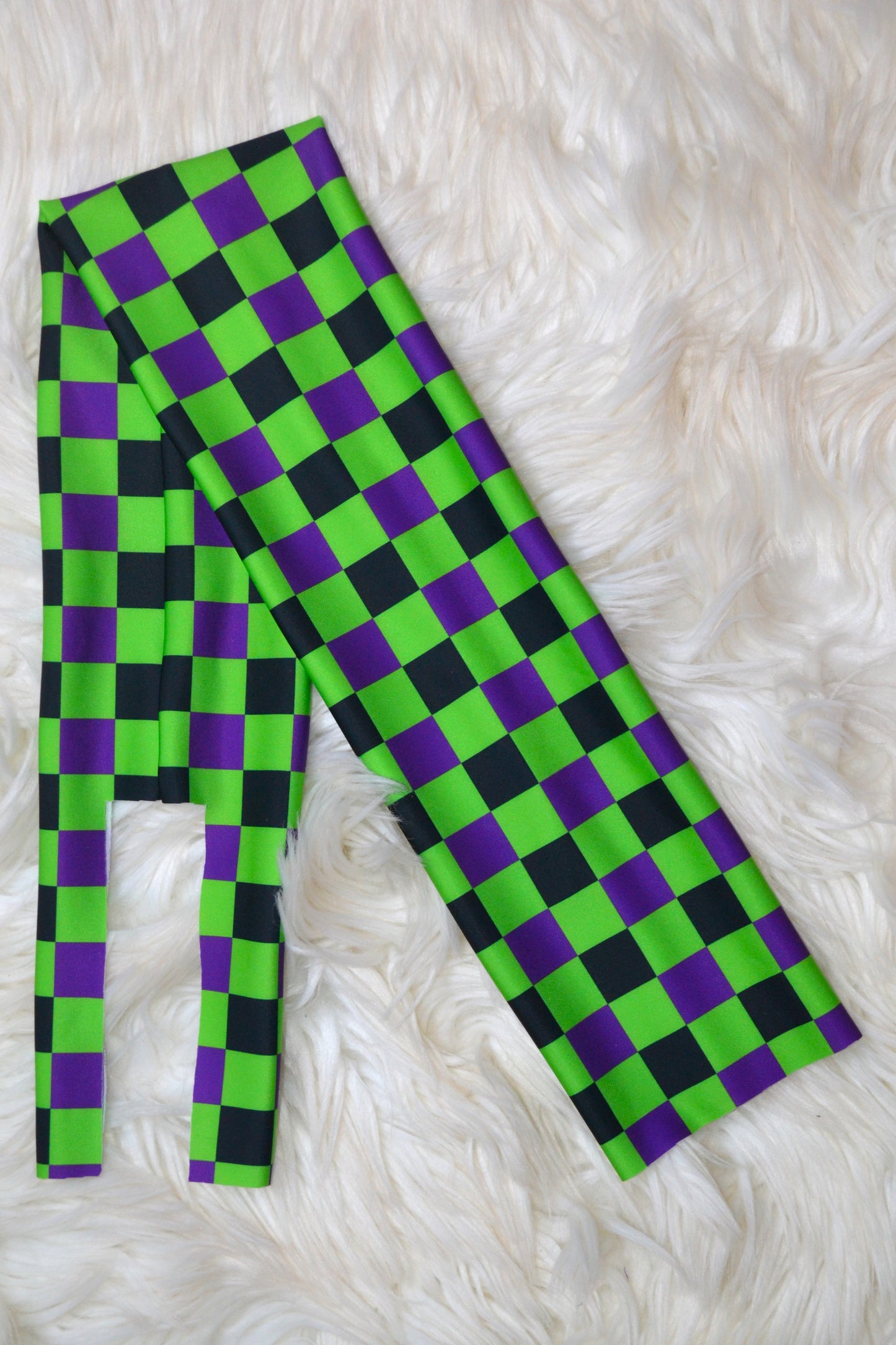 Green Purple Checkered Tail Bag