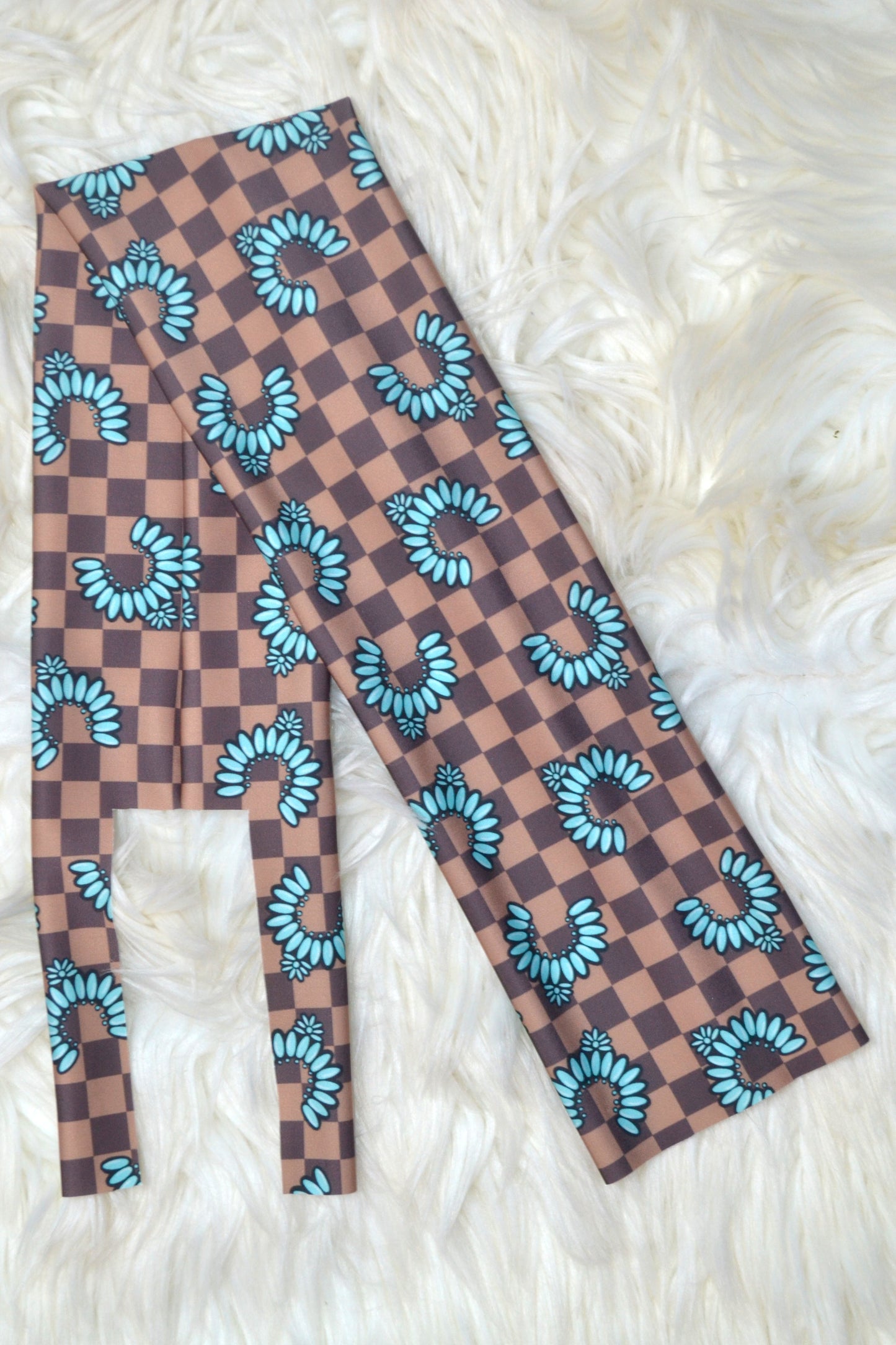 Squash Blossom on Brown Checker Tail Bag