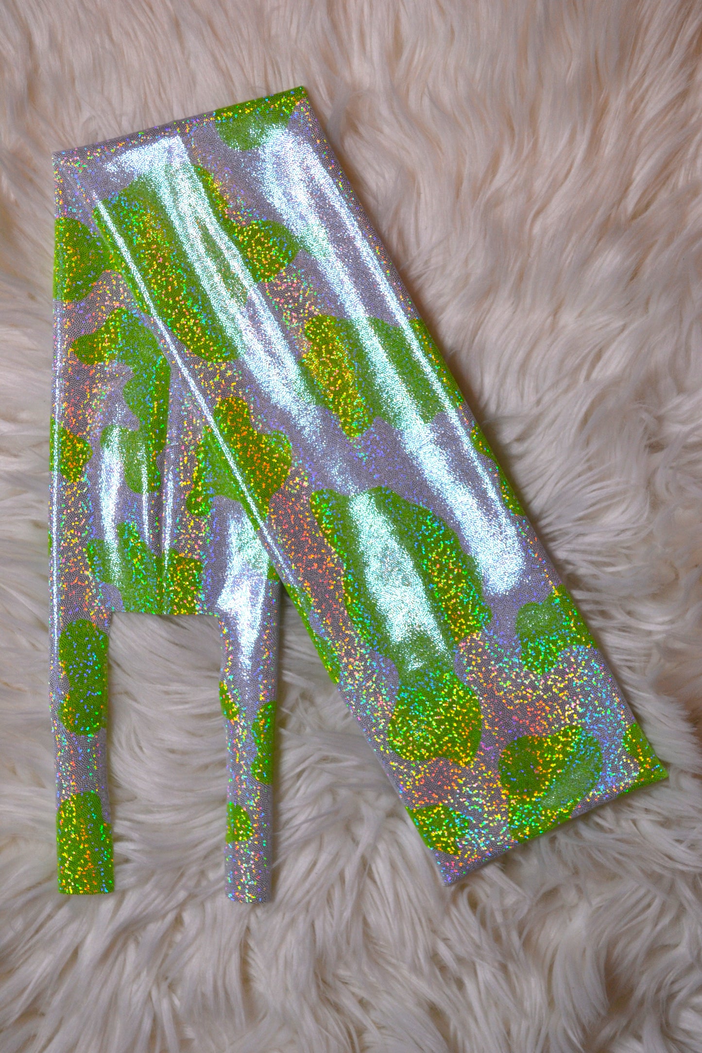 Lime Green Cow Print Tail Bag Holographic