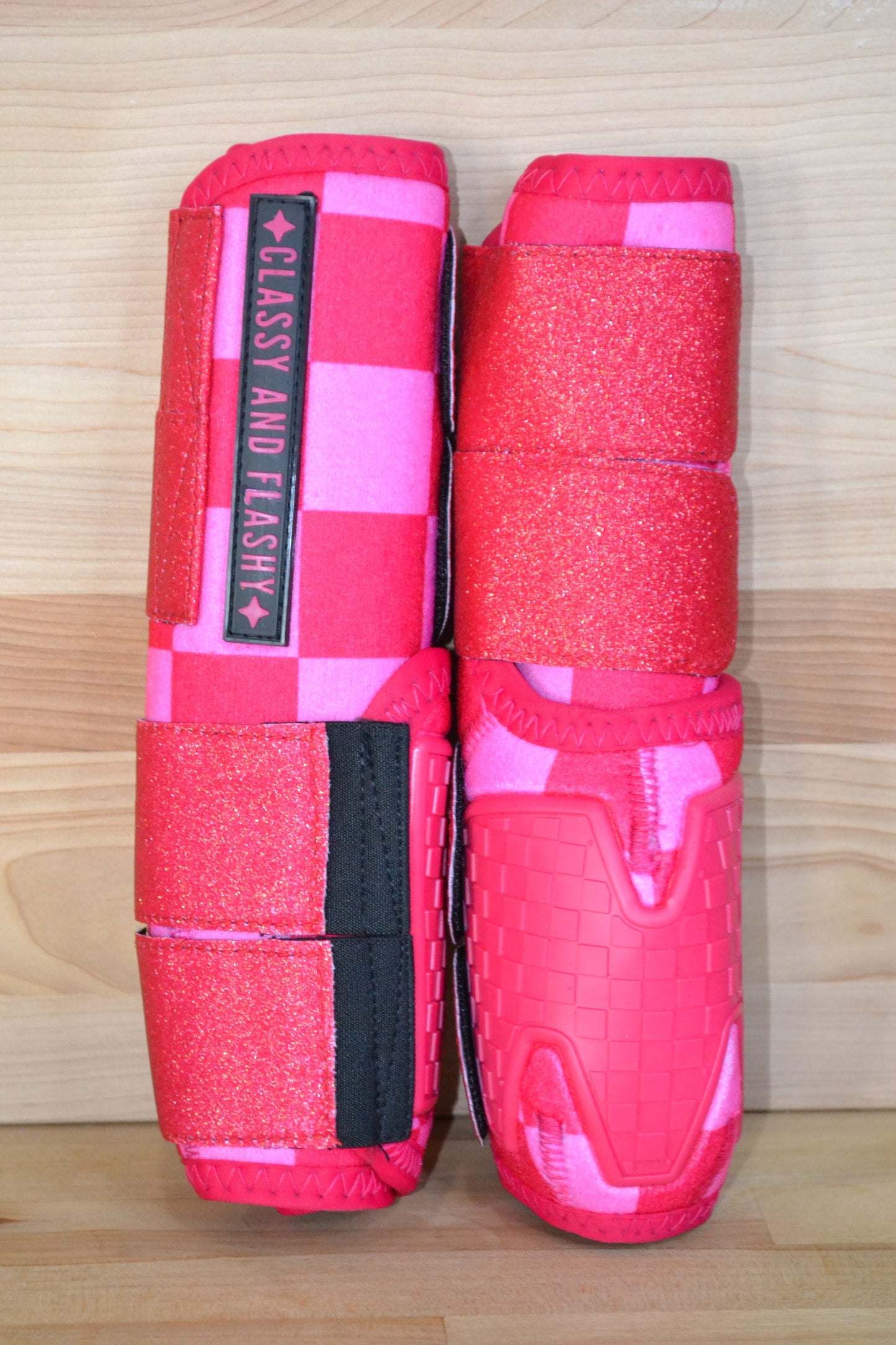 Pink Checker with Pink Sparkle Straps Sport Boots