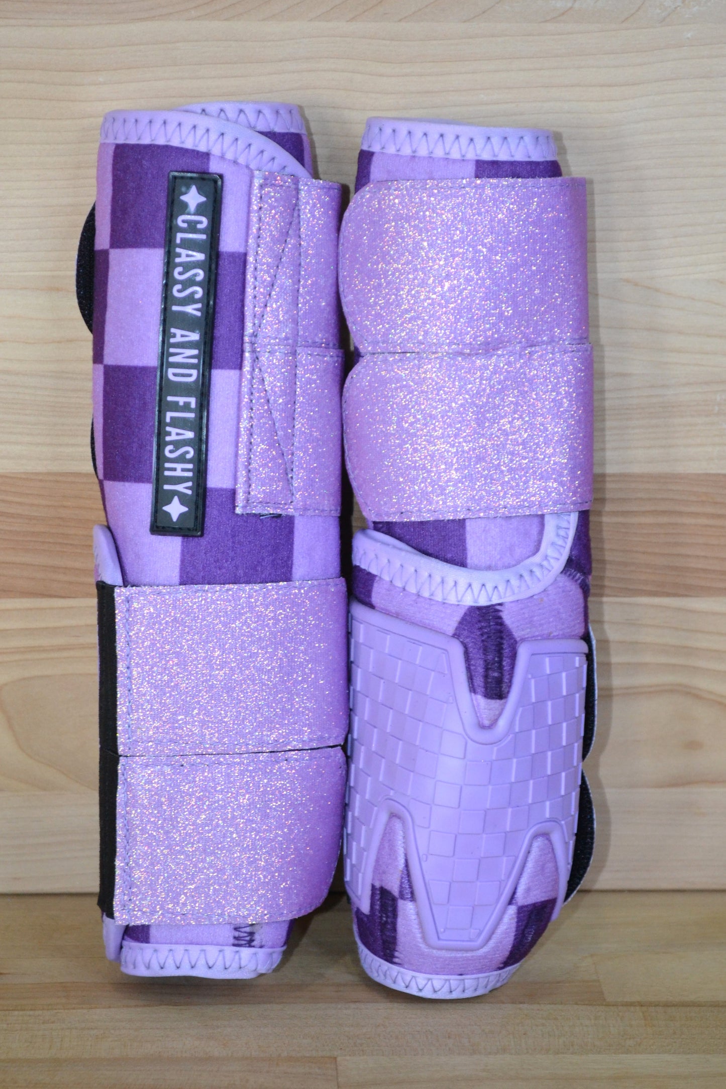 Purple Checker with Purple Sparkle Straps Sport Boots