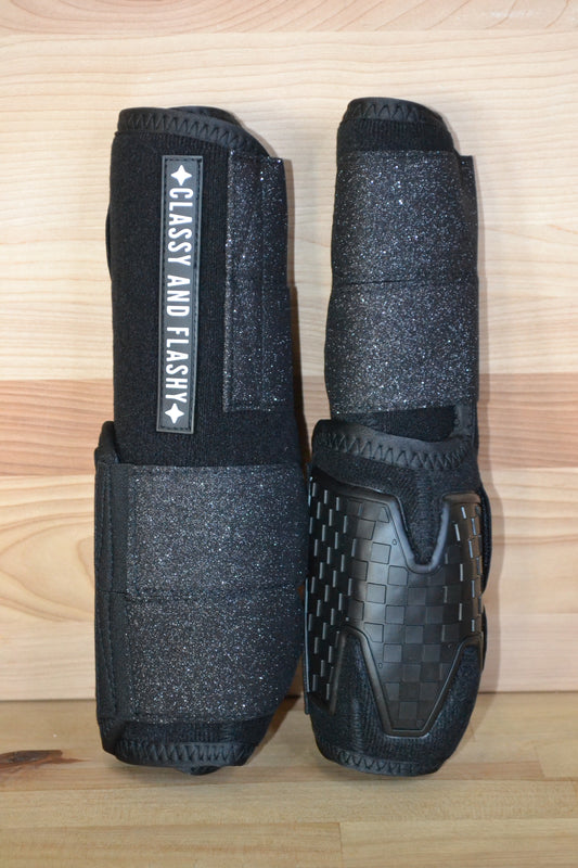 Solid Black with Black Sparkle Straps Sport Boots