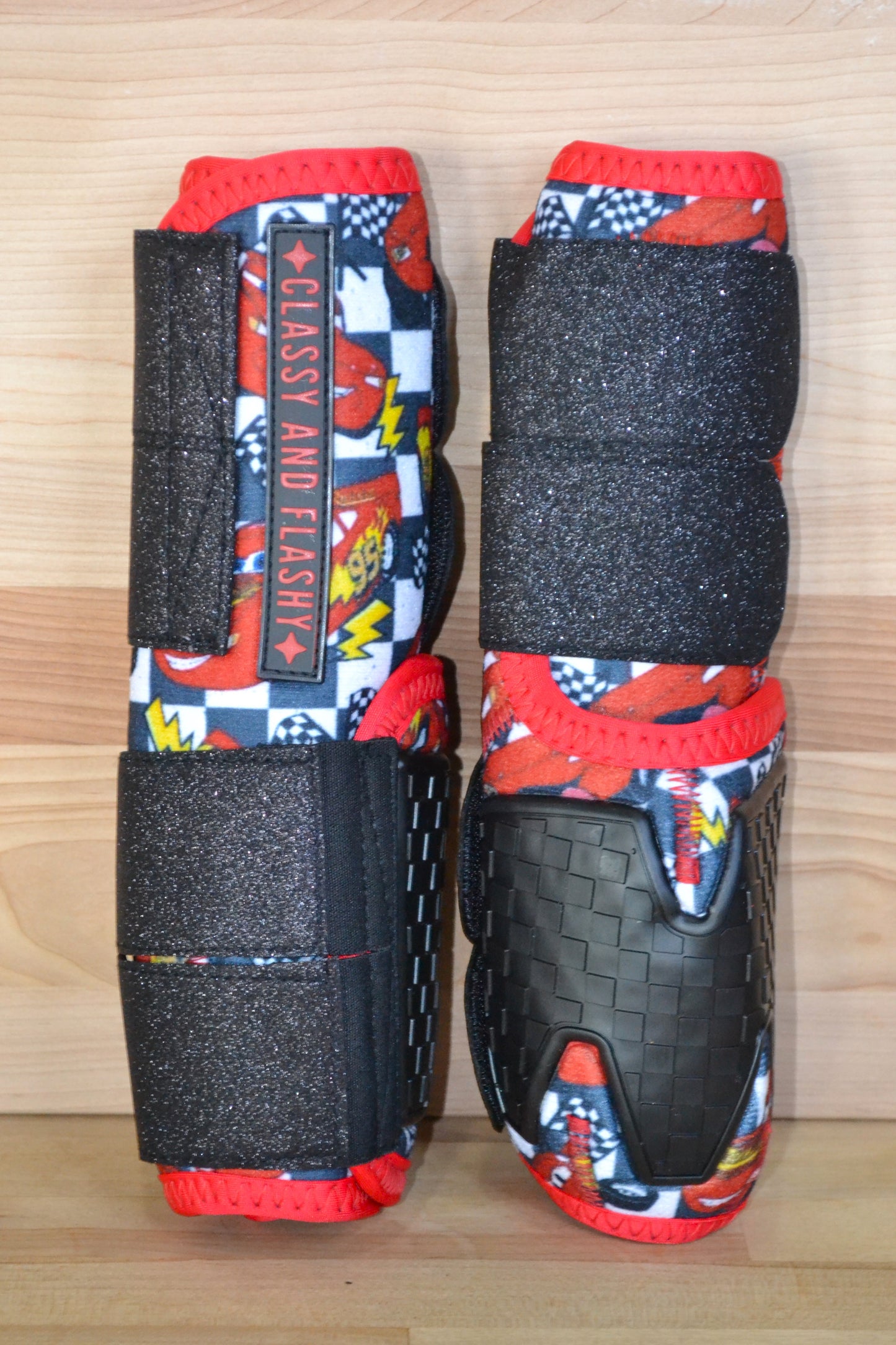 Speed Checker with Black Sparkle Straps Sport Boots