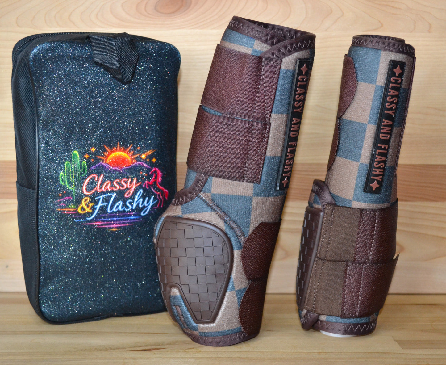 Brown Checker Splint Boots