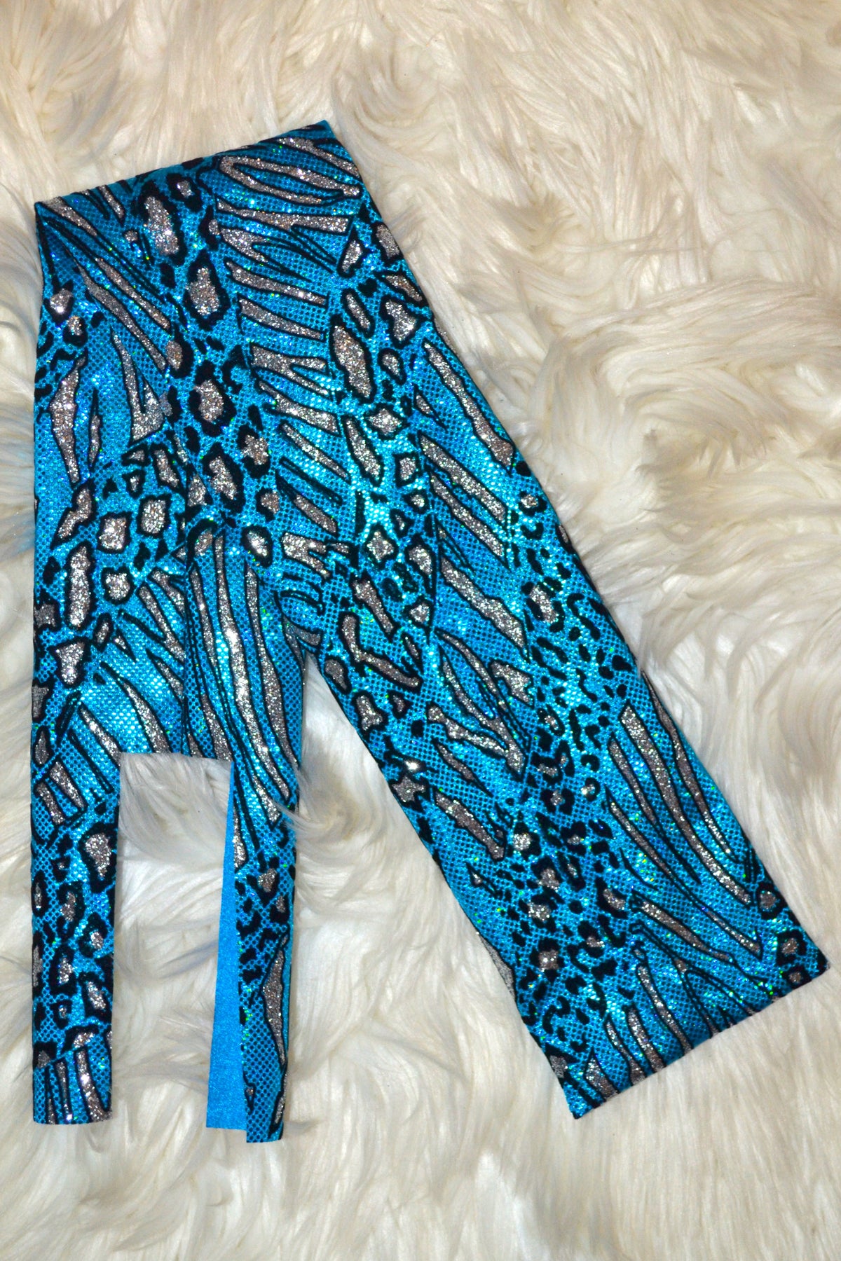 Teal Silver Cheetah Tail Bag Holographic