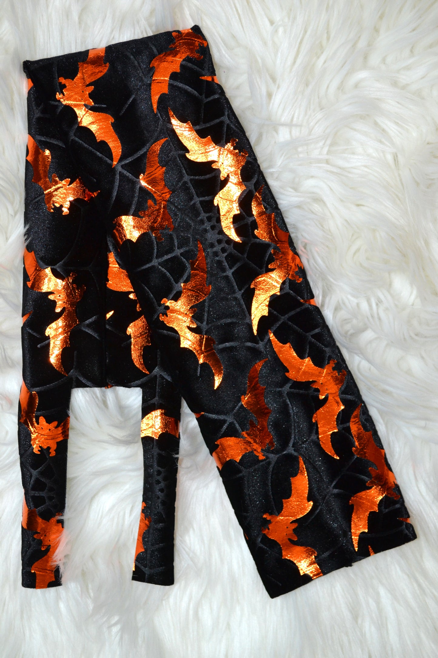 Spiderweb Velvet with Orange Metallic Bats Tail Bag