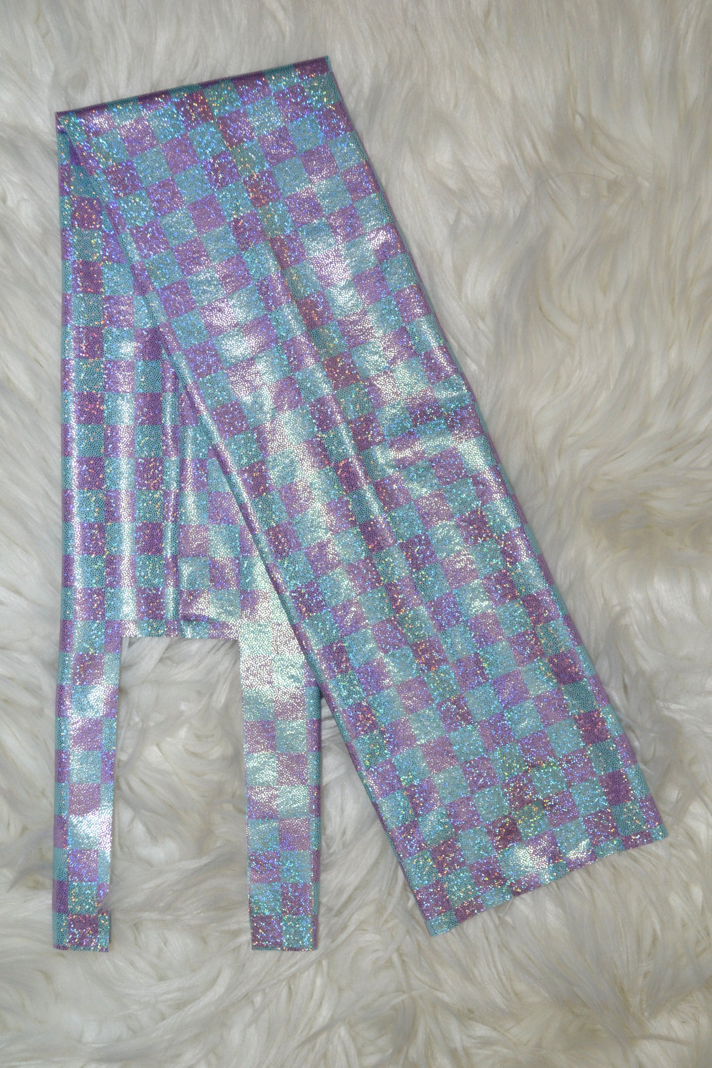 Purple and Blue Checkered Tail Bag Holographic