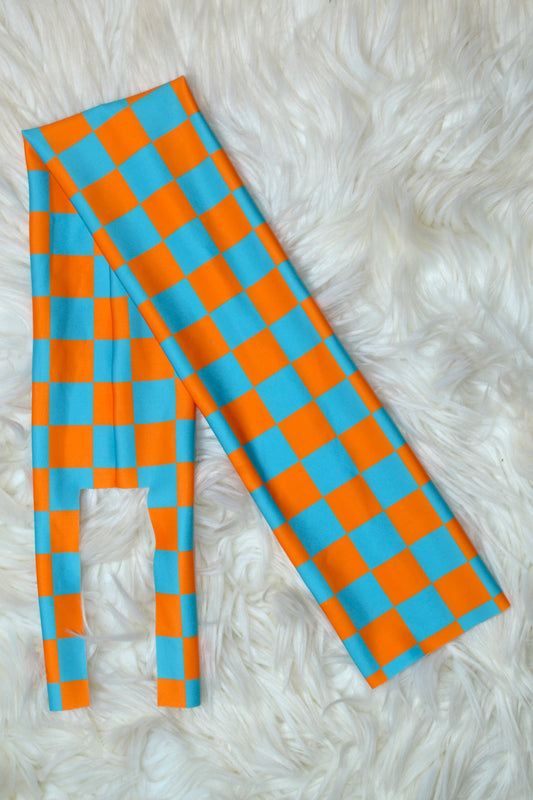 Orange Teal Checkered Tail Bag