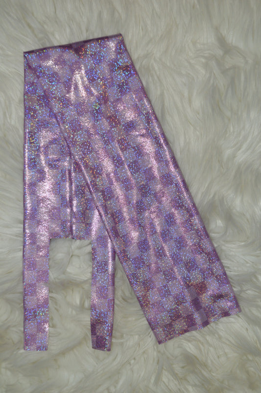 Purple Checkered Tail Bag Holographic