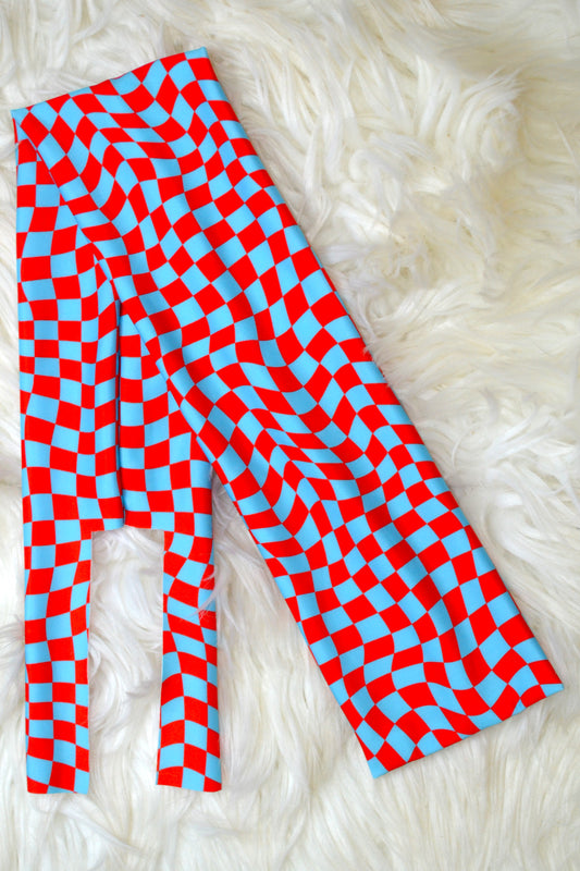 Red Blue Check Swirl Tail Bag