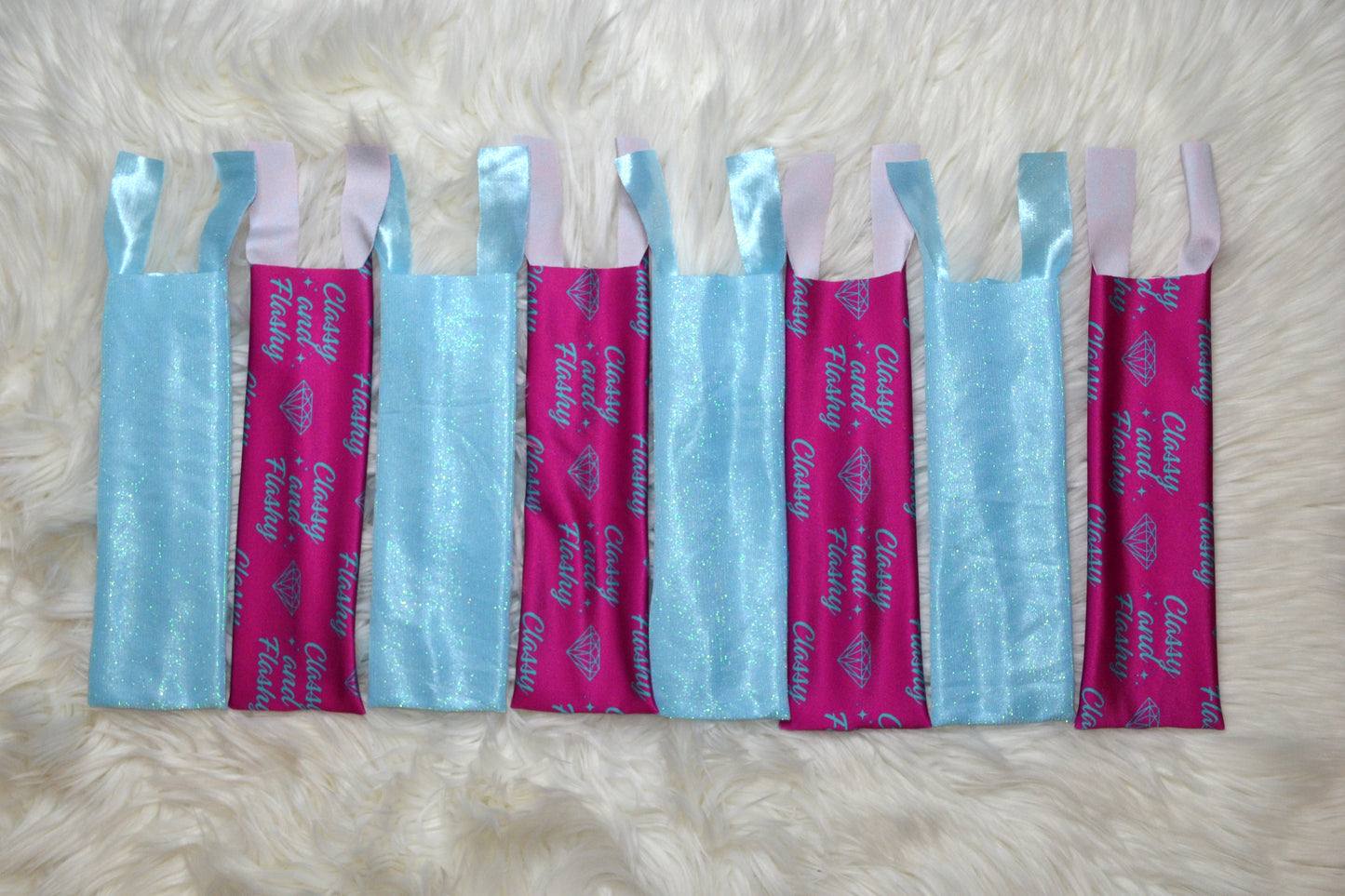 Classy and Flashy X Light Blue Sparkle Mane Bags Set of 8