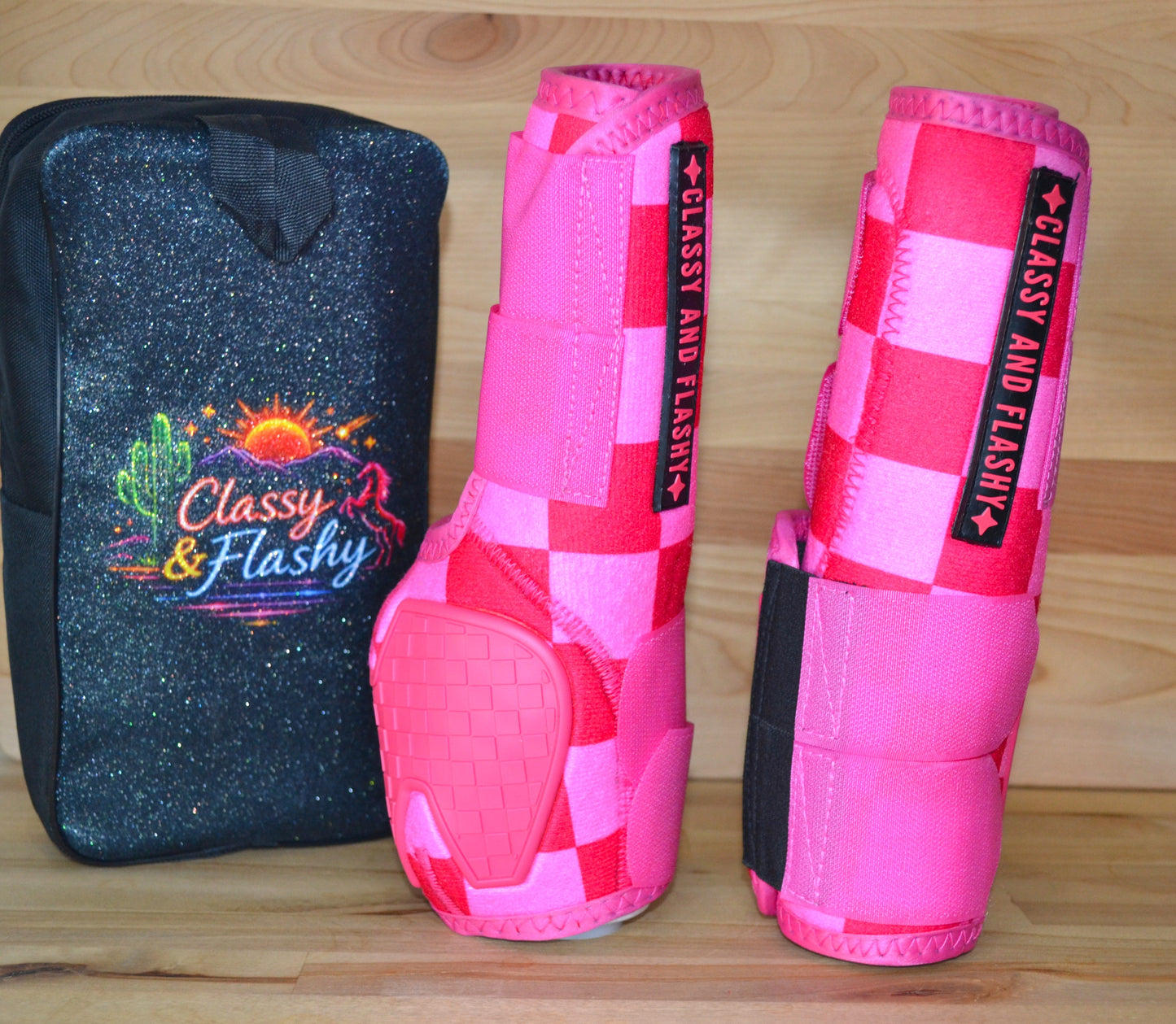 Pink Checker Splint Boots