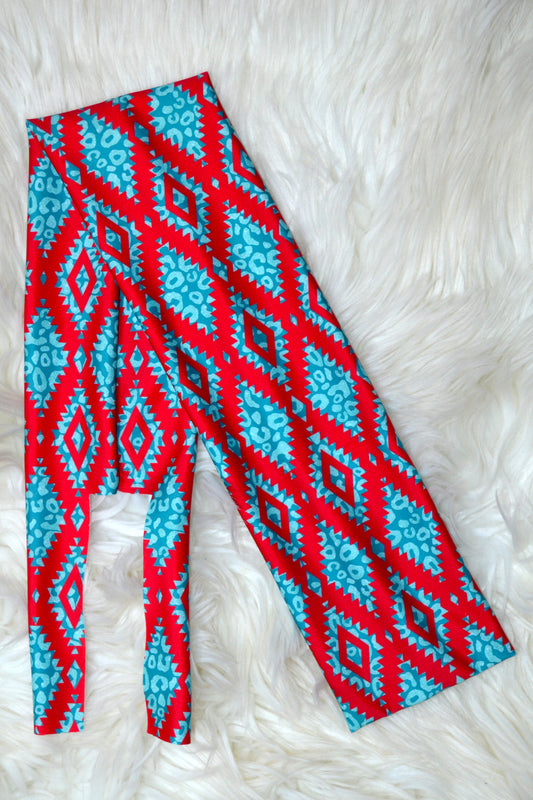 Teal Red Cheetah with Aztec Tail Bag