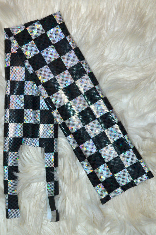 Black Checkered Tail Bag Holographic