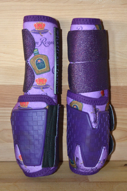 Royal Whiskey with Purple Sparkle Straps Sport Boots