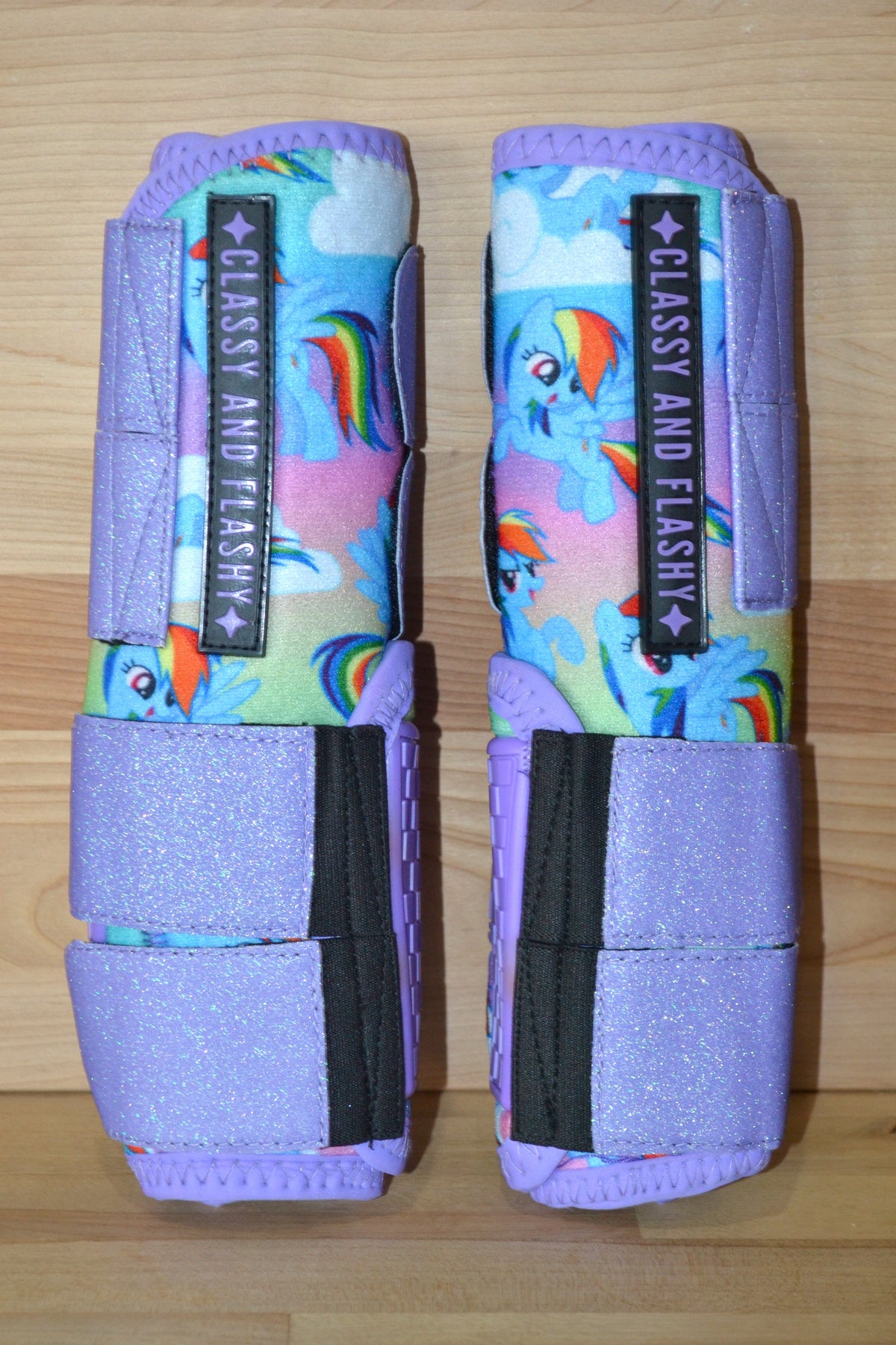Rainbow with Purple Sparkle Straps Sport Boots