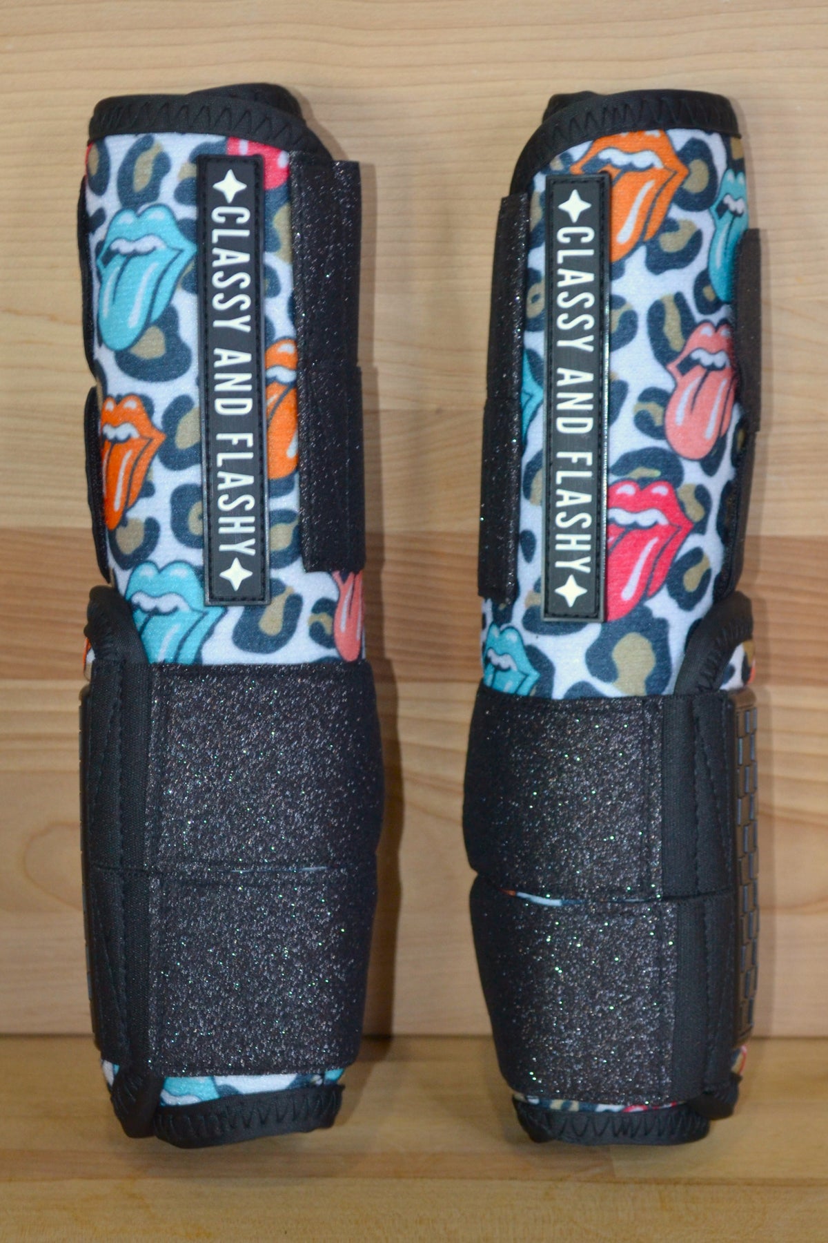 Rock Tongues with Black Sparkle Straps Sport Boots