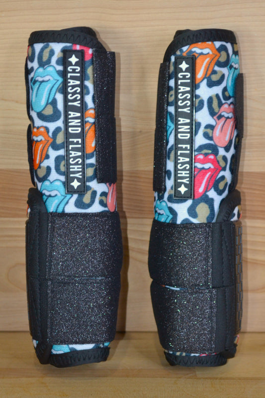 Rock Tongues with Black Sparkle Straps Sport Boots