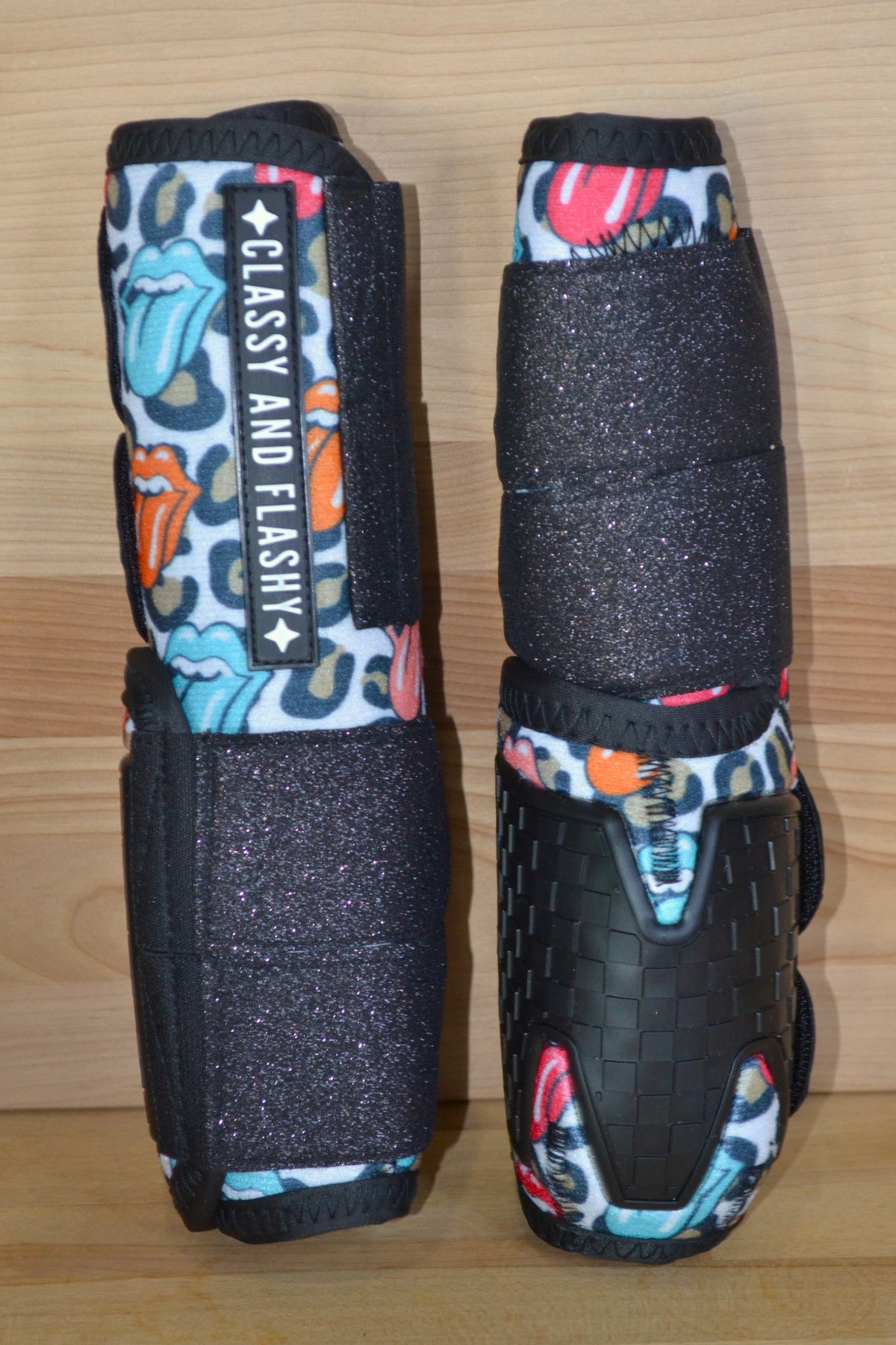 Rock Tongues with Black Sparkle Straps Sport Boots