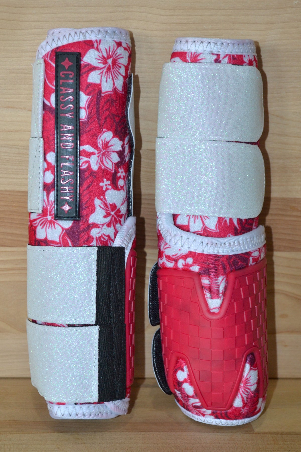 Pink White Hawaiian with White Sparkle Straps Sport Boots