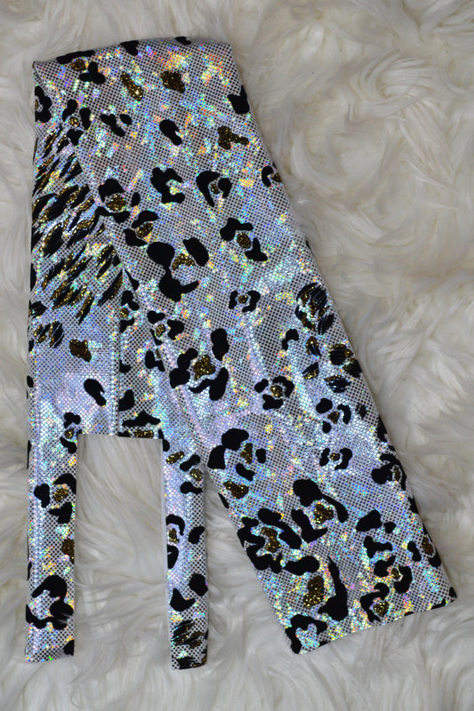 White and Gold Cheetah Tail Bag Holographic