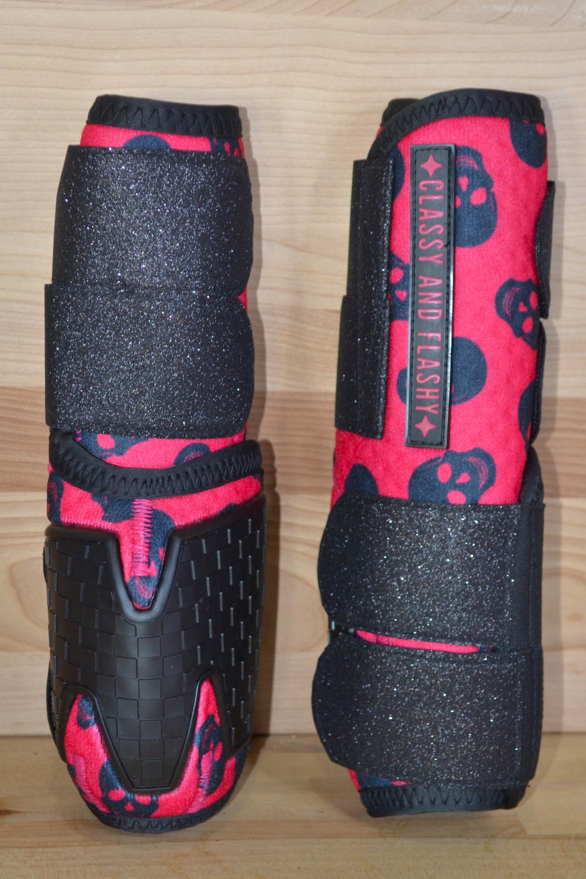 Pink Skull with Black Sparkle Straps Sport Boots