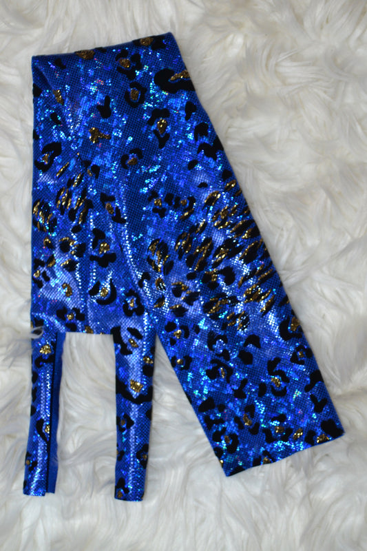 Royal Blue and Gold Cheetah Tail Bag Holographic