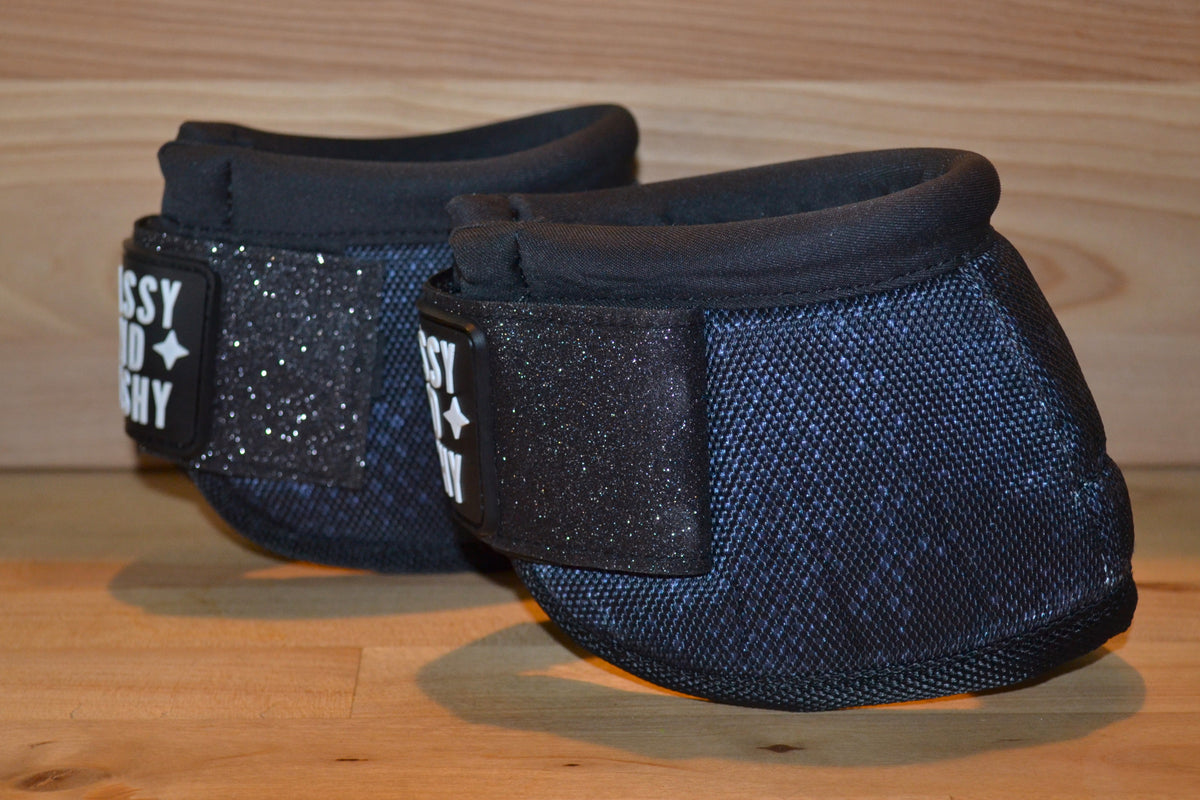 Black Snake with Black Sparkle Straps Bell Boots