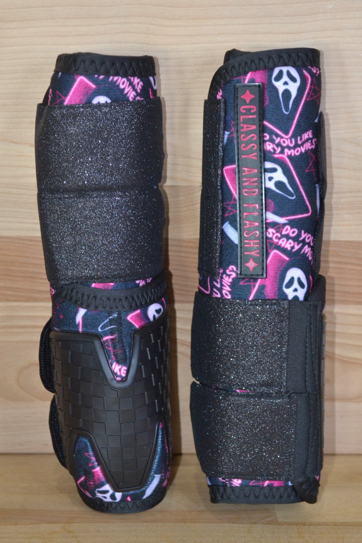 Pink Scary Movie with Black Sparkle Straps Sport Boots