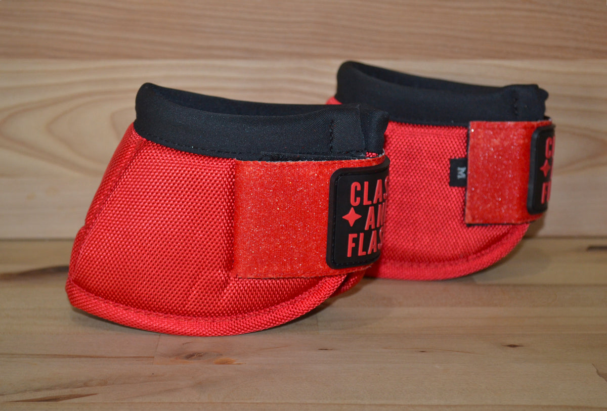 Solid Red with Red Sparkle Straps Bell Boots