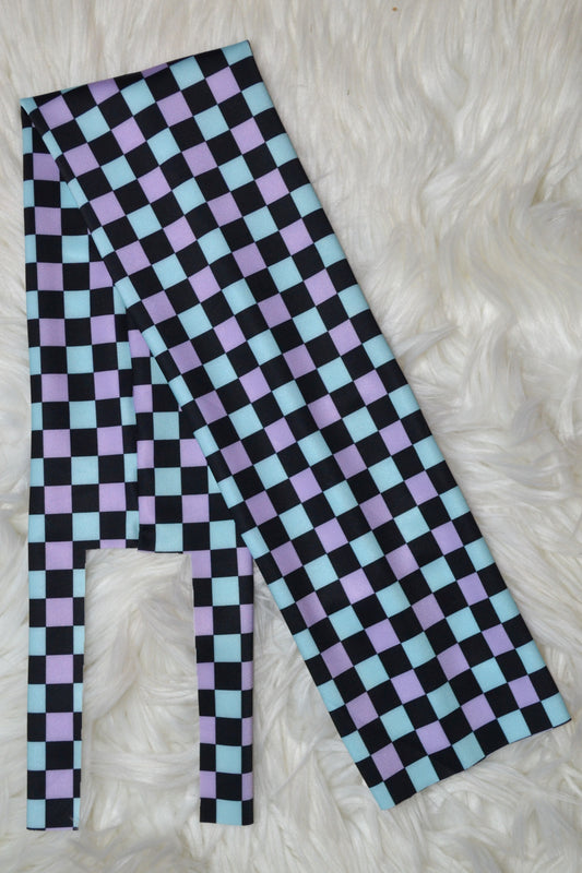 Lilac and Teal Checkered Tail Bag