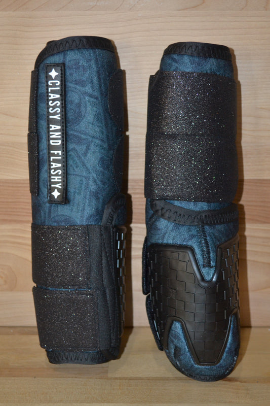 Black Money with Black Sparkle Straps Sport Boots