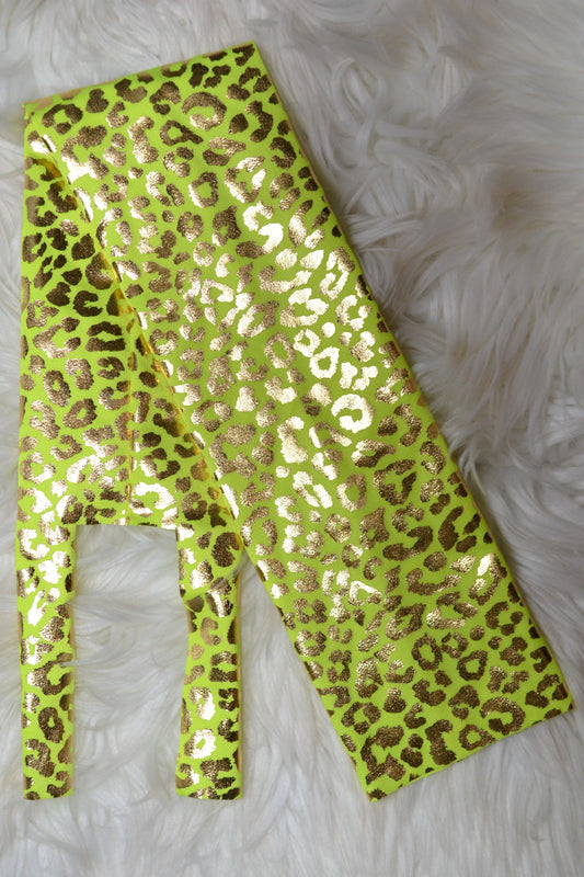 Neon Yellow Silver Cheetah Tail Bag