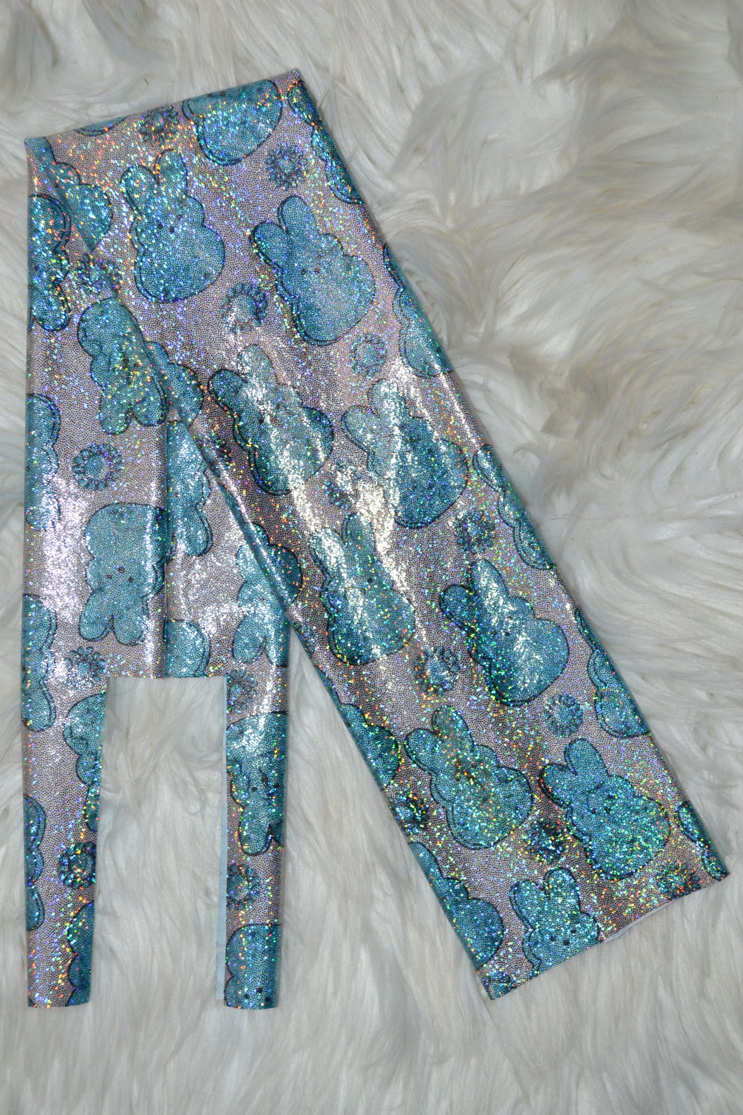 Teal Marble Candy Bunnies Tail Bag Holographic