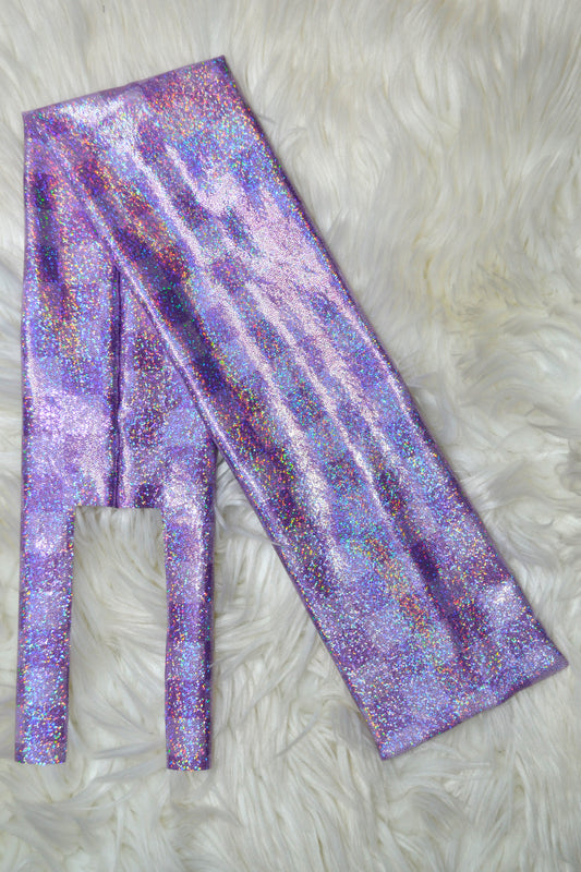 Purple Checkered Tail Bag Holographic