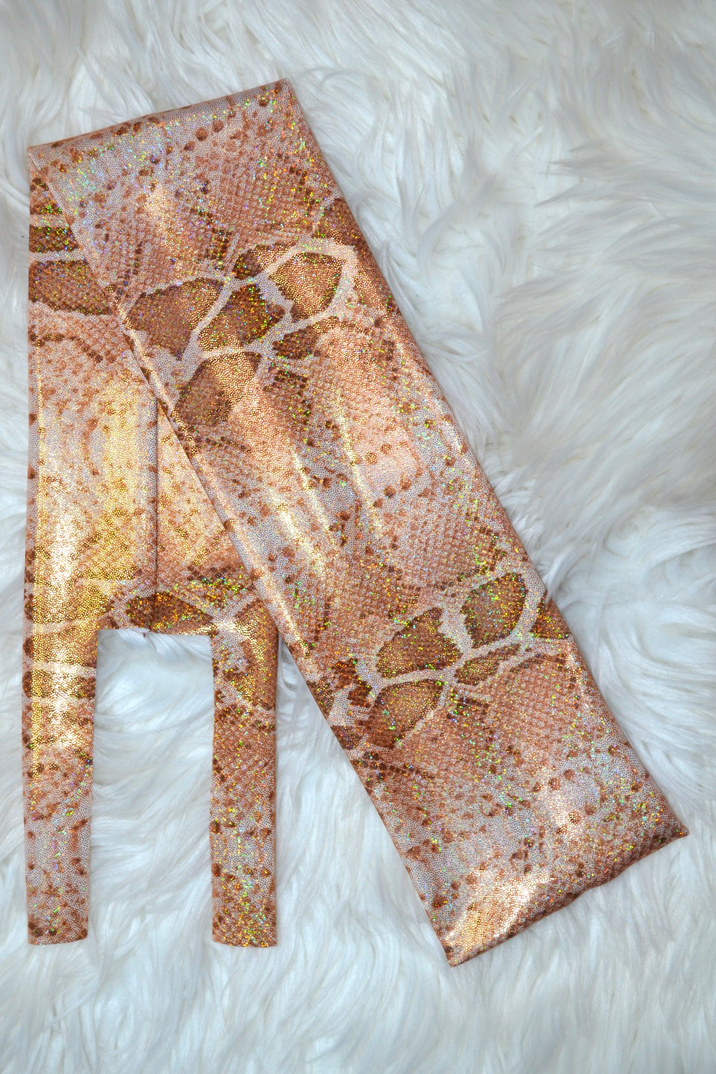 Rose Gold Snakeskin Tail Bag Holographic