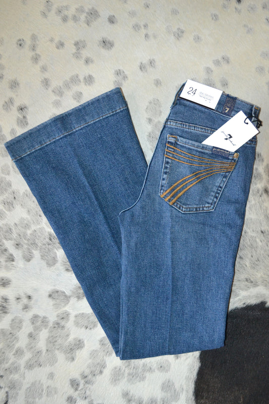 7 For All Mankind Dojos Medium Wash Yellow Pocket Size 23-32 Tailorless