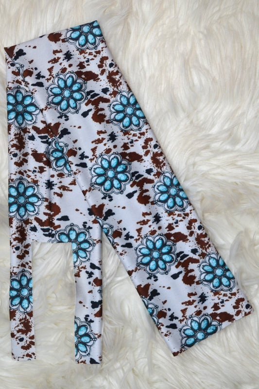 Large Teal Jewels on Cow Print Tail Bag