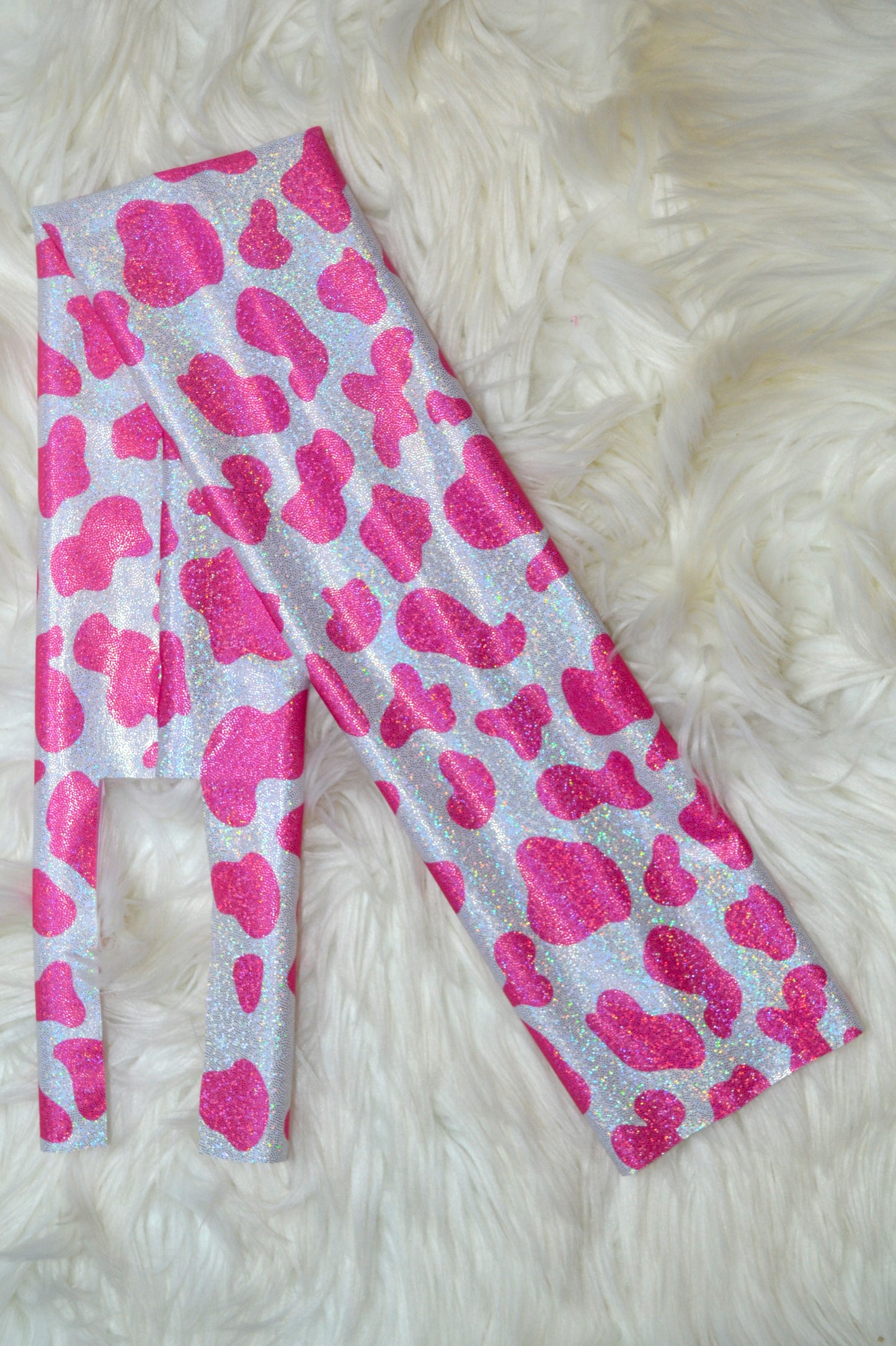 Hot Pink Cow Small Tail Bag Holographic
