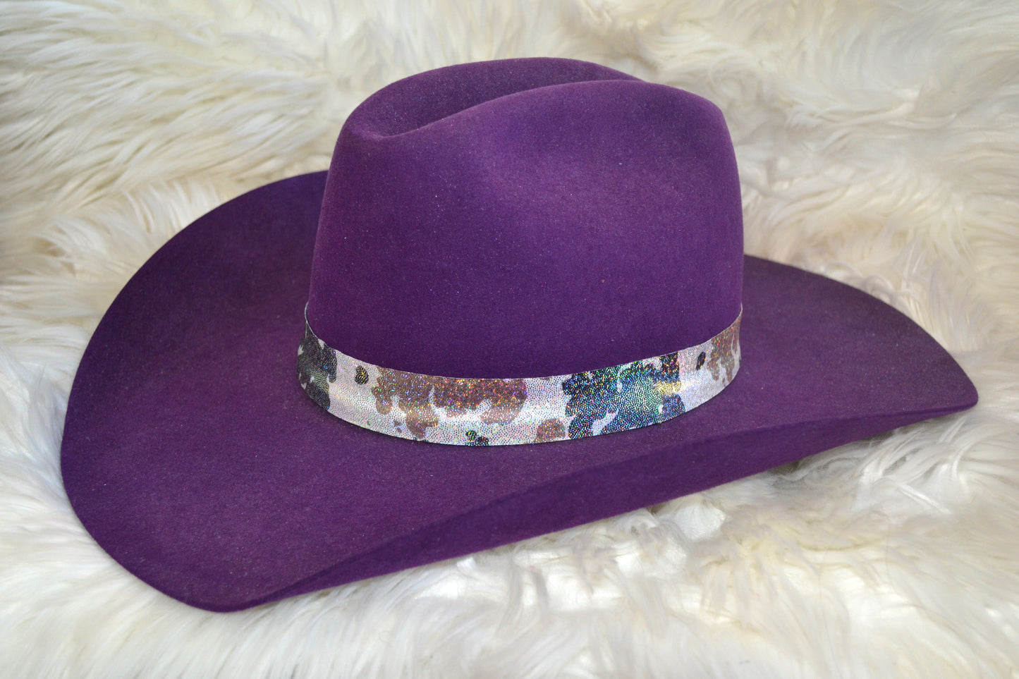Black Brown Cow Holographic Hat Band